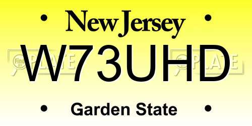 W73UHD New Jersey License Plate