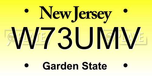 W73UMV New Jersey License Plate