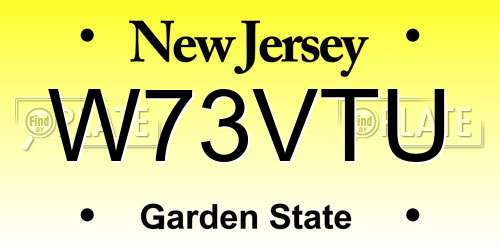 W73VTU New Jersey License Plate
