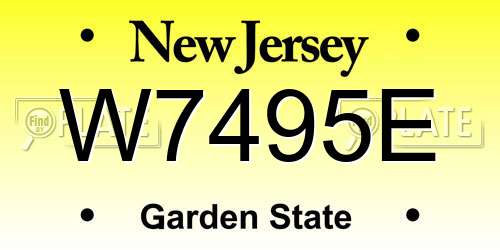 W7495E New Jersey License Plate