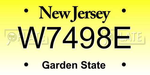 W7498E New Jersey License Plate
