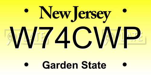 W74CWP New Jersey License Plate