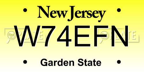 W74EFN New Jersey License Plate
