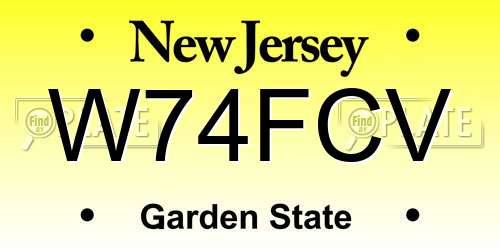 W74FCV New Jersey License Plate