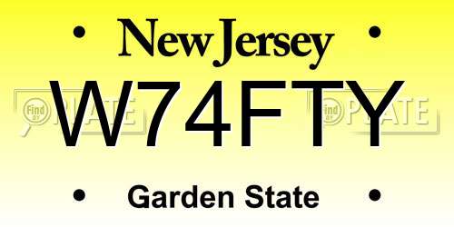 W74FTY New Jersey License Plate