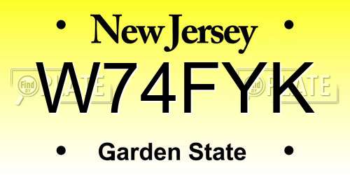 W74FYK New Jersey License Plate