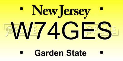 W74GES New Jersey License Plate