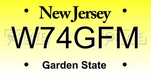 W74GFM New Jersey License Plate