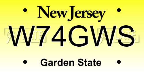 W74GWS New Jersey License Plate