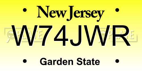W74JWR New Jersey License Plate