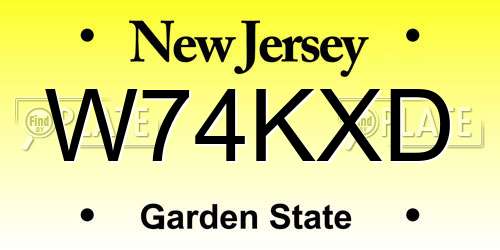 W74KXD New Jersey License Plate