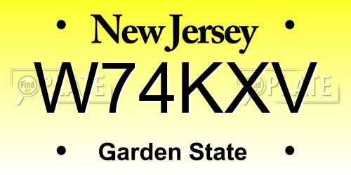 W74KXV New Jersey License Plate