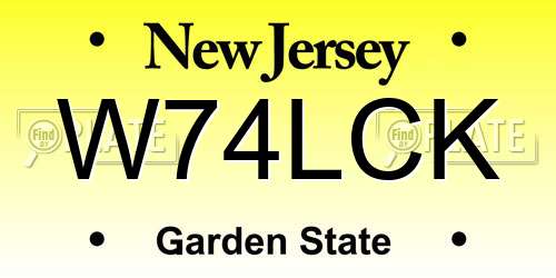 W74LCK New Jersey License Plate