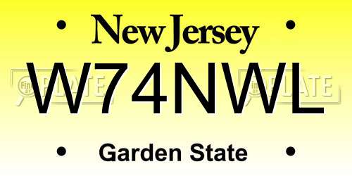 W74NWL New Jersey License Plate