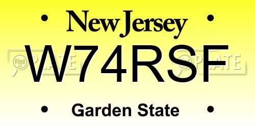 W74RSF New Jersey License Plate