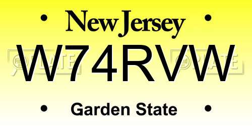 W74RVW New Jersey License Plate