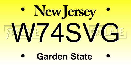 W74SVG New Jersey License Plate