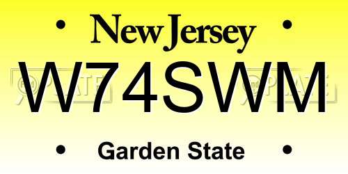 W74SWM New Jersey License Plate