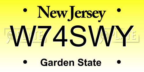 W74SWY New Jersey License Plate