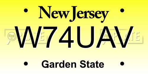 W74UAV New Jersey License Plate
