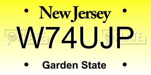 W74UJP New Jersey License Plate