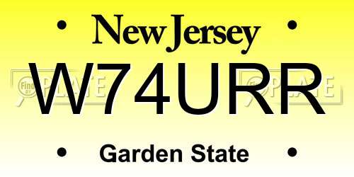 W74URR New Jersey License Plate