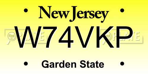 W74VKP New Jersey License Plate