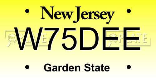 W75DEE New Jersey License Plate