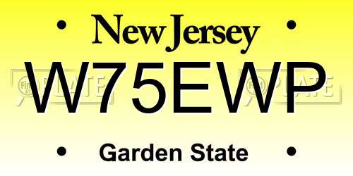 W75EWP New Jersey License Plate