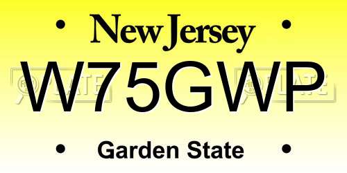 W75GWP New Jersey License Plate