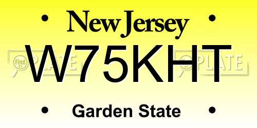 W75KHT New Jersey License Plate