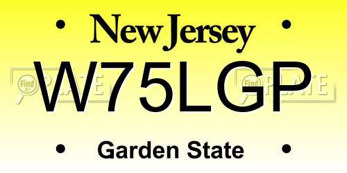 W75LGP New Jersey License Plate