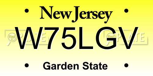 W75LGV New Jersey License Plate