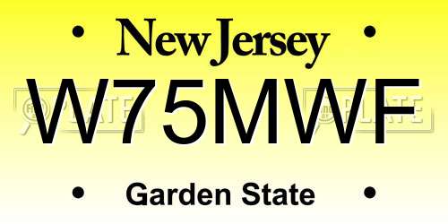 W75MWF New Jersey License Plate