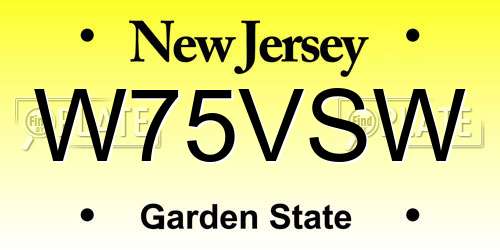 W75VSW New Jersey License Plate