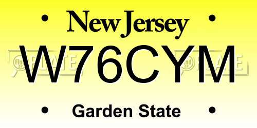 W76CYM New Jersey License Plate