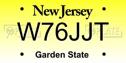 W76JJT New Jersey License Plate