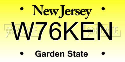 W76KEN New Jersey License Plate