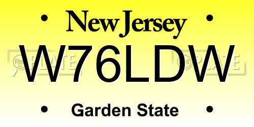 W76LDW New Jersey License Plate