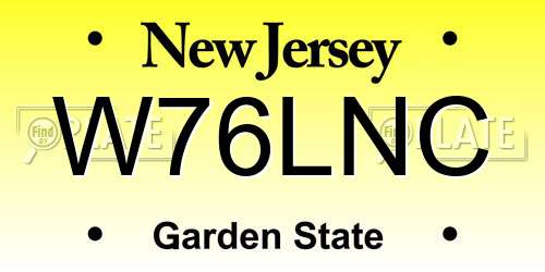 W76LNC New Jersey License Plate
