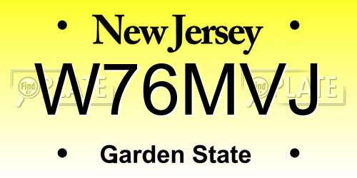 W76MVJ New Jersey License Plate