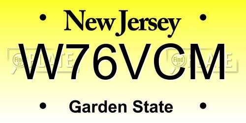 W76VCM New Jersey License Plate