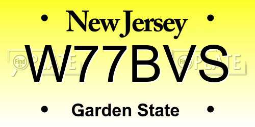 W77BVS New Jersey License Plate
