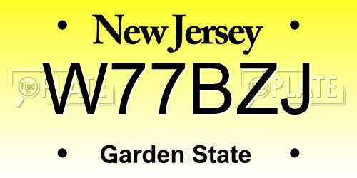 W77BZJ New Jersey License Plate