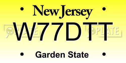 W77DTT New Jersey License Plate