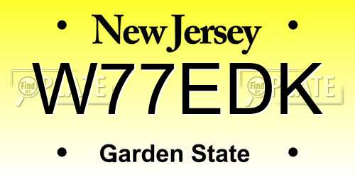 W77EDK New Jersey License Plate