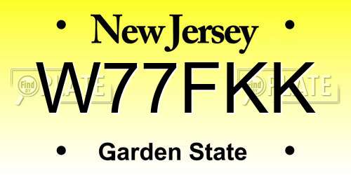 W77FKK New Jersey License Plate