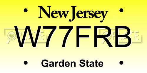 W77FRB New Jersey License Plate