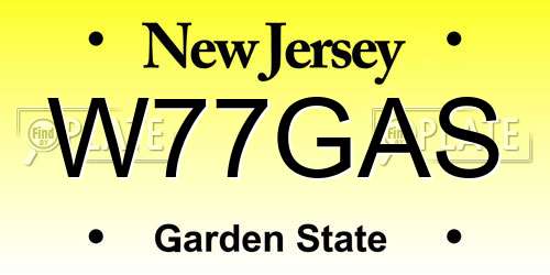 W77GAS New Jersey License Plate