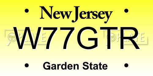 W77GTR New Jersey License Plate